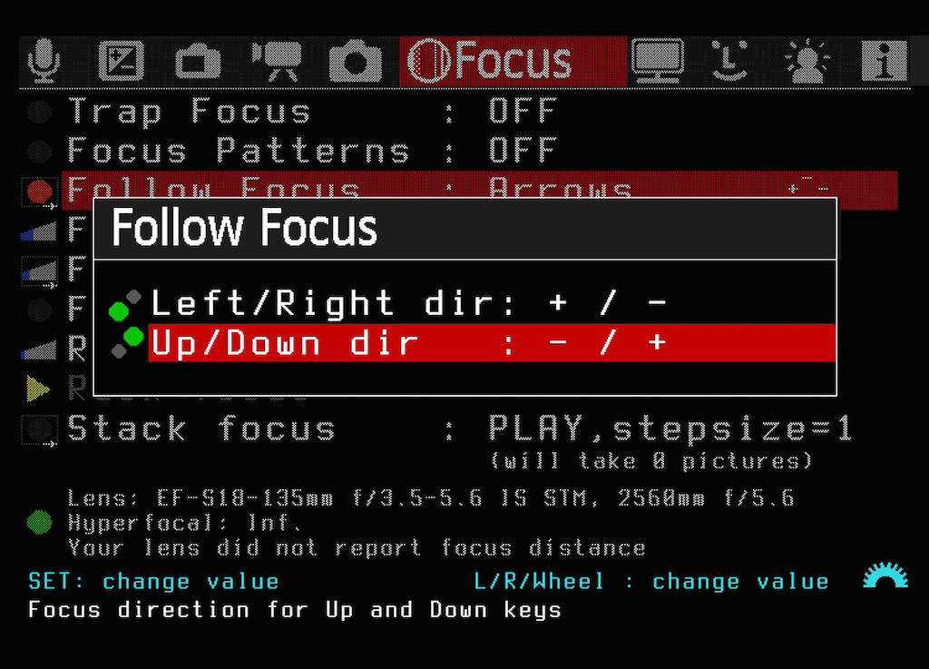 Die Optionen der Funktion Follow Focus