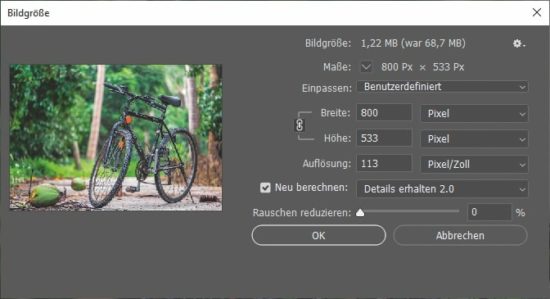 Bilgröße anpassen bei Photoshop